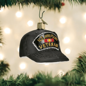 Old World Christmas Blown United States Veteran's Cap Ornament
