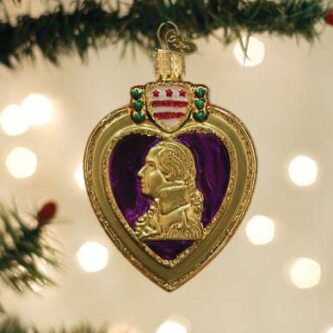 Old World Christmas Blown Glass Purple Heart Ornament