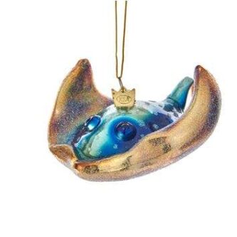 Blue and Gold Glass Stingray Ornament