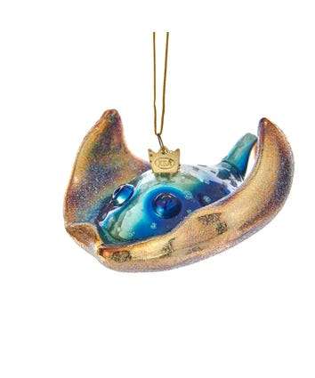 Blue and Gold Glass Stingray Ornament