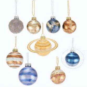 Complete Set of Solar System Glass Ornaments