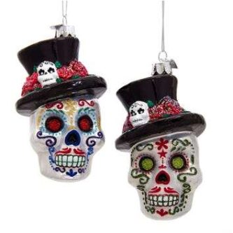 Day Of The Dead Sugar Skull Look Ornaments