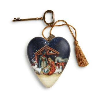 O Holy Night Nativity Art Heart Christmas Sculpture Ornament