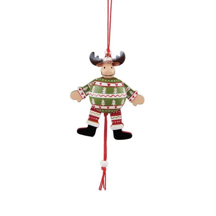 Jumping Moose Wooden Ornament