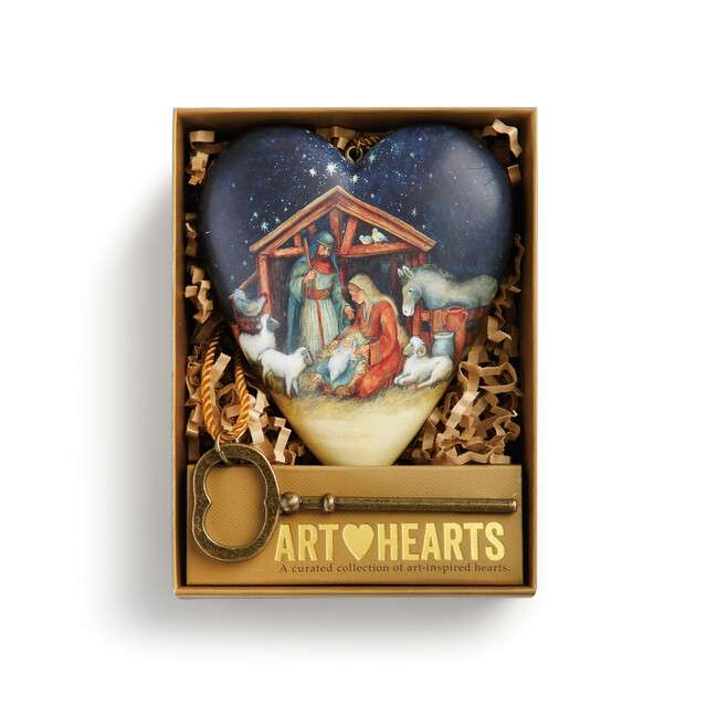 O Holy Night Nativity Art Heart Christmas Sculpture Ornament