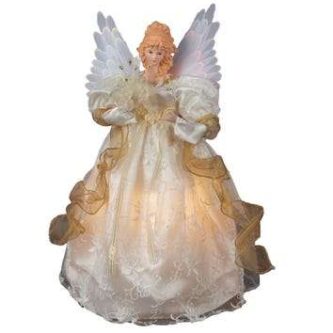 Fiber-Optic Ivory and Gold Animated Angel Lighted Treetop