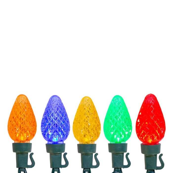 Faceted Multi Colored C7 LED Light Set