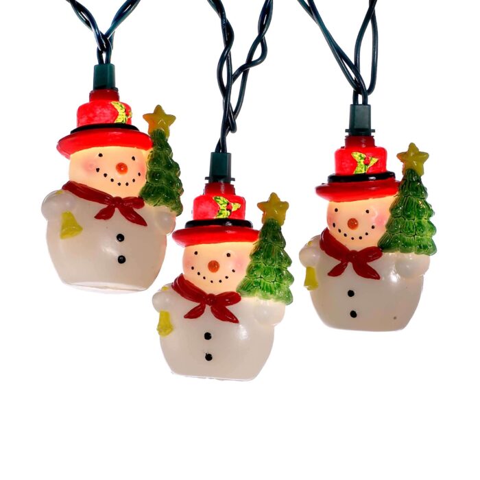 Snowman with Christmas Tree Light Set