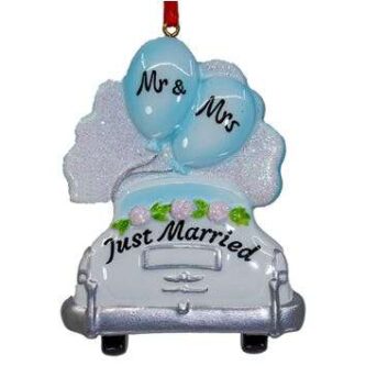"Mr. and Mrs. Just Married" Wedding Car Ornament Personalized