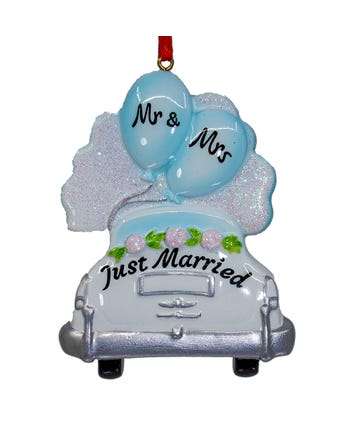 mr and Mrs Just Married Wedding Car Ornament Personalized