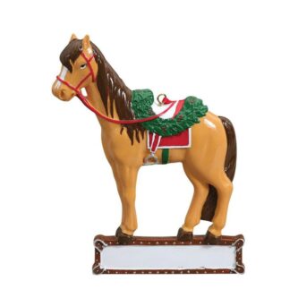 Holiday Saddled Horse Ornament Personalized