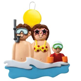 Fam of two At The Beach Family Ornaments  Personalized fam of three