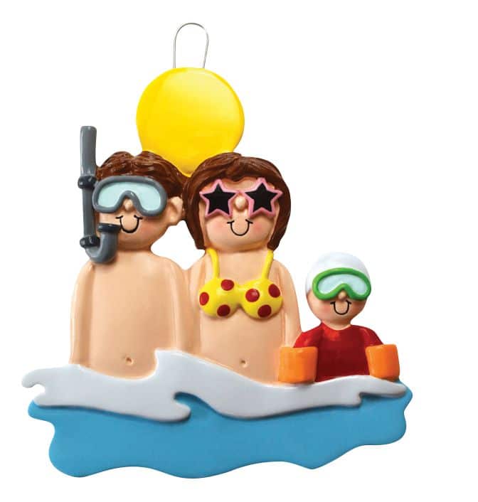 Fam of Two at the Beach Family Ornaments Personalized Fam of Three