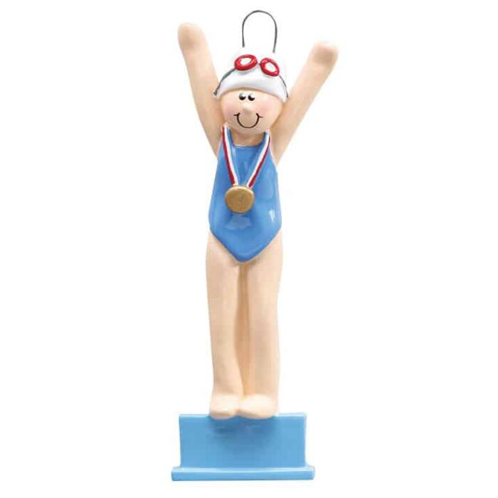 Swimmer on Platform Personalized Ornament Girl