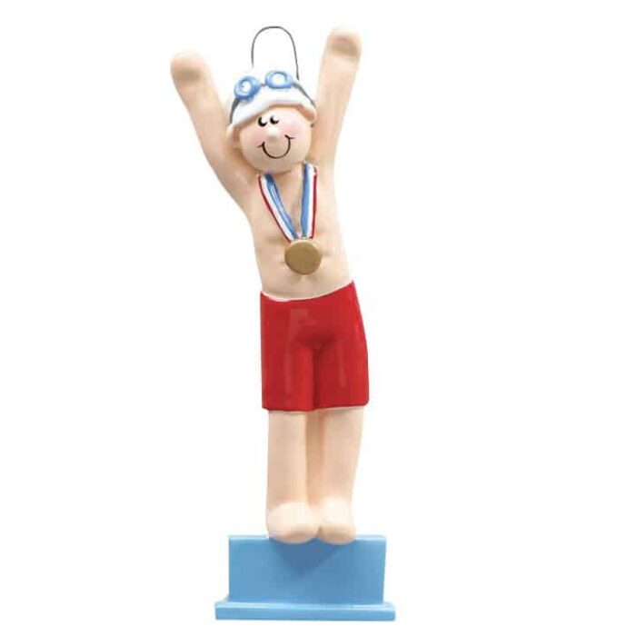 Swimmer on Platform Personalized Ornament Boy