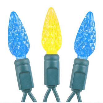 Yellow and Blue LED C6 Lights