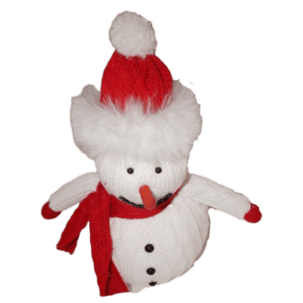Snowman With Scarf and Santa Hat Ornament