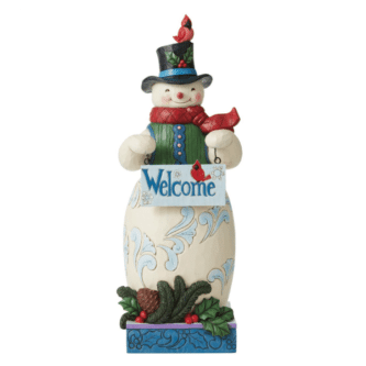 Friendly Snowman With Welcome Sign by Jim Shore