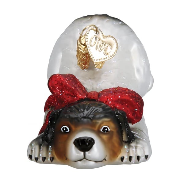 Norman Rockwell Signature Dog Ornament Old World Christmas Front