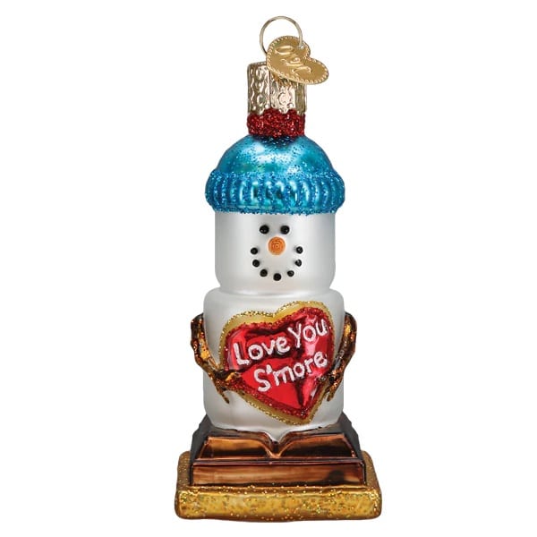 Love You Smore Snowman Ornament Old World Christmas Close Up