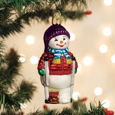 Snowman with Crutches Ornament Old World Christmas