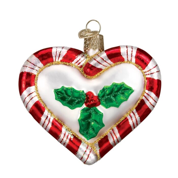 Peppermint Heart Ornament Old World Christmas Back