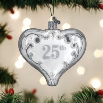 25th Anniversary Heart Ornament Old World Christmas