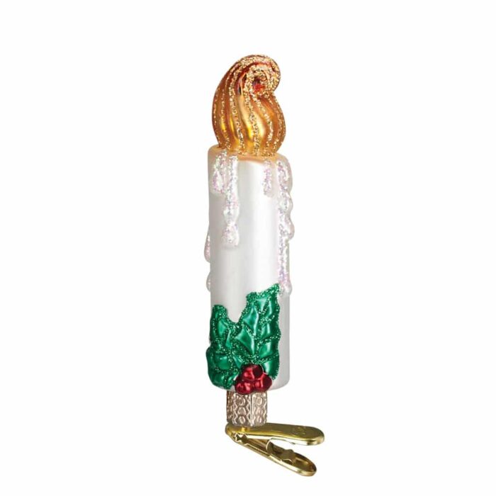 Clip on Candle Ornament Old World Christmas Close Up