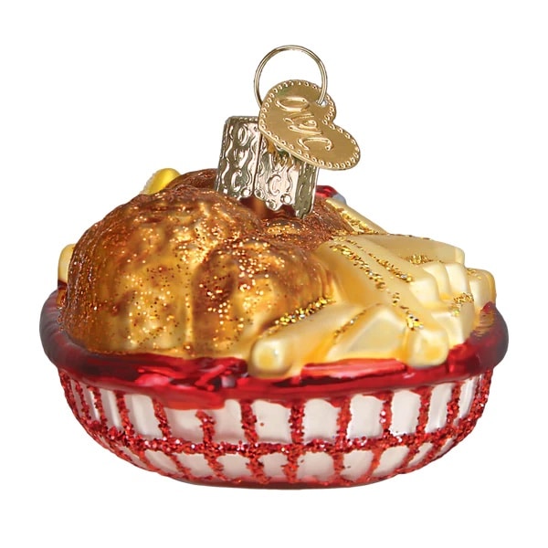 Chicken Basket Ornament Old World Christmas Side