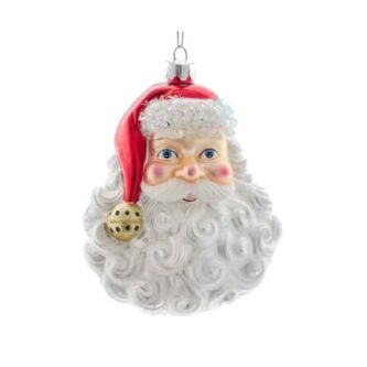 Gold Bell Santa Head Ornament
