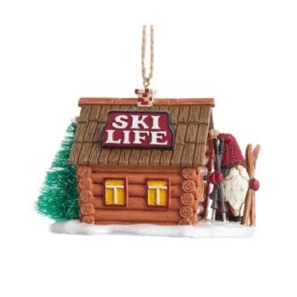 Lodge Ski Gnome Ornament