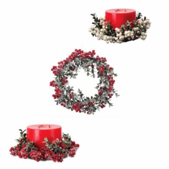 Iced Berry Boxwood Candle Ring