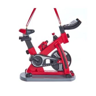 Silver and Red Exercise Bike Ornament