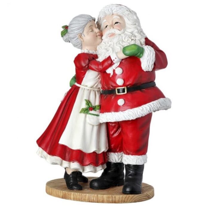 Sweet Kiss on the Cheek Santa Figurine