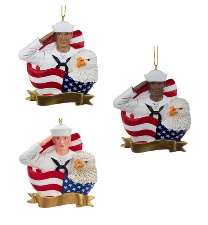 U.S. Navy™ Sailor With Flag And Eagle Ornament