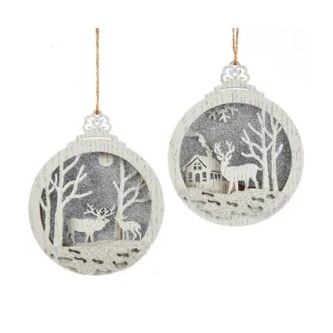 White & Gray Wooden Deer Ornaments