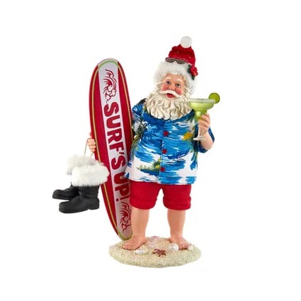 Beach Santa With Surfboard