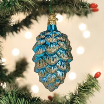 Blue Ponderosa Pine Cone Ornament Old World Christmas