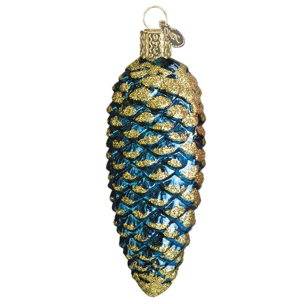 Blue Shimmering Cone Ornament Side