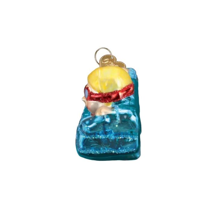 Blue Wave Swimming Ornament Old World Christmas Side
