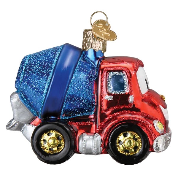 Cheerful Cement Truck Ornament Old World Christmas Side