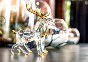 Glass stag ornament from St. Nick's Christmas & Collectibles