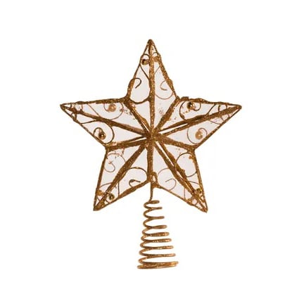 Gold On Ivory Wire Star Tree Topper - Christmas Store