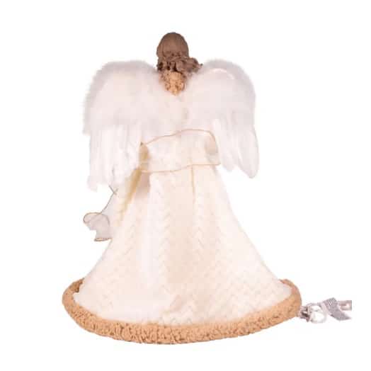 Golden Holly Lit Angel Tree Topper Back