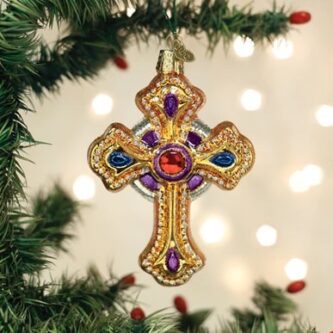 Golden Ornate Cross Ornament Old World Christmas