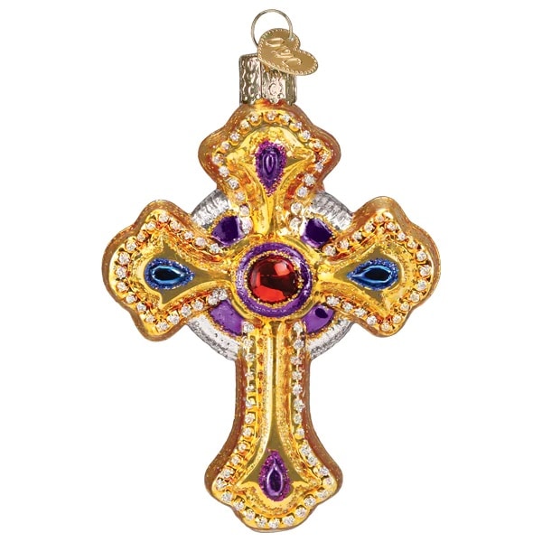 Golden Ornate Cross Ornament Old World Christmas Back