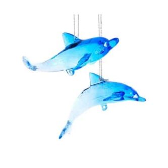 Iridescent Blue Dolphin Ornaments