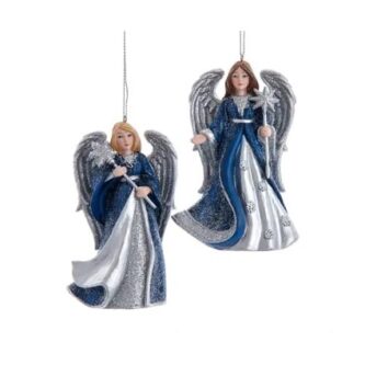 Midnight Blue Glittered Angel Ornaments