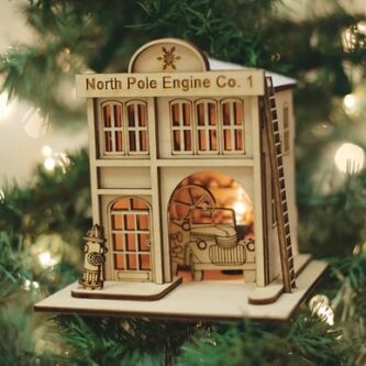 North Pole Engine Co. Firehouse Ornament Ginger Cottages