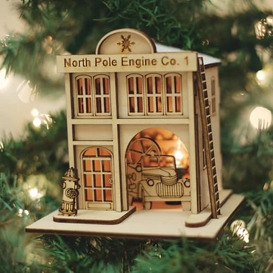 North Pole Engine Co Firehouse Ornament Ginger Cottages